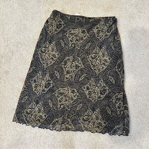 Mexx Lettuce Hem Paisley Mesh Midi Skirt